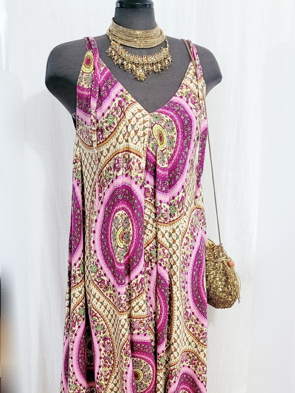 Boho Paisley V-Neck Jumpsuit  / Coverup - Picture 2 of 12